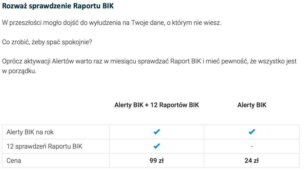 alerty bik porównanie pakietów usług
